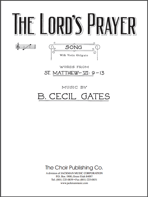 The Lord's Prayer - Vocal Solo Medium | Sheet Music | Jackman Music