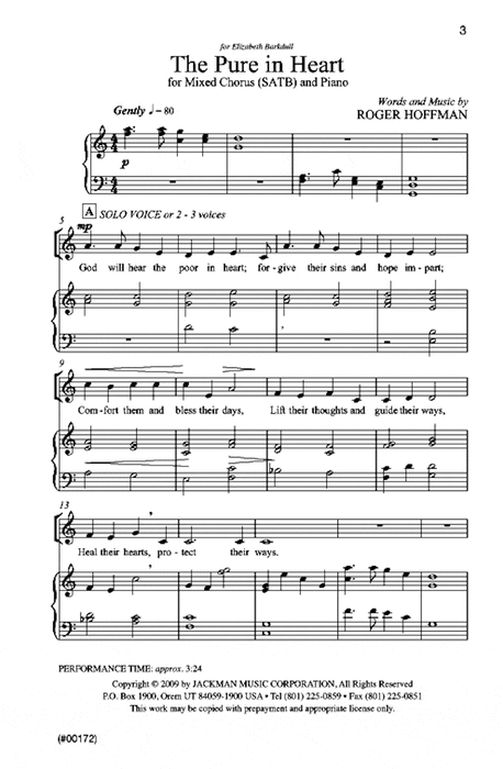 The Pure In Heart Satb | Sheet Music | Jackman Music