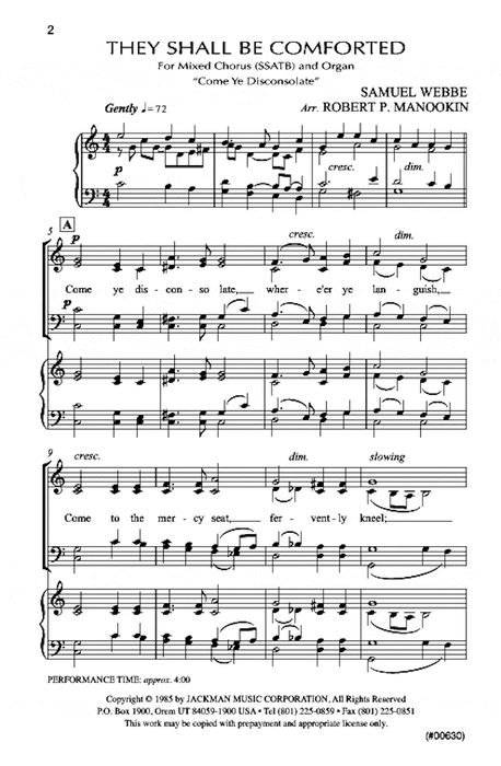 They Shall Be Comforted Come Ye Disconsolate Satb | Sheet Music | Jackman Music