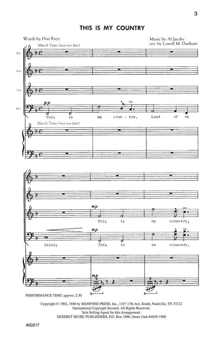 This Is My Country Ssaattbb | Sheet Music | Jackman Music