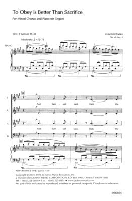 To Obey Is Better Than Sacrifice Satb | Sheet Music | Jackman Music