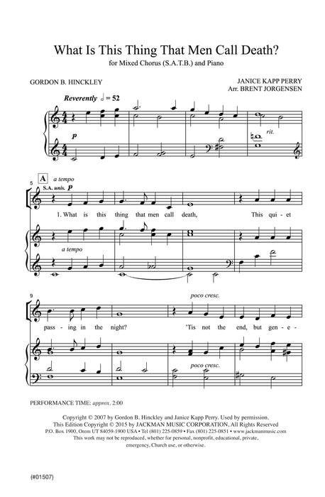 What Is This Thing That Men Call Death Satb | Sheet Music | Jackman Music