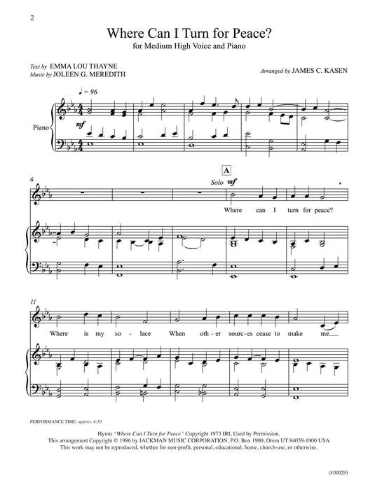 Where Can I Turn For Peace Vocal Solo | Sheet Music | Jackman Music