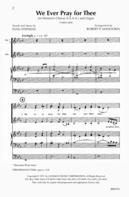 We Ever Pray For Thee Ssaa Organ | Sheet Music | Jackman Music