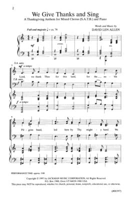 We Give Thanks And Sing Satb | Sheet Music | Jackman Music