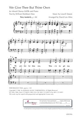 We Give Thee But Thine Own Satb | Sheet Music | Jackman Music