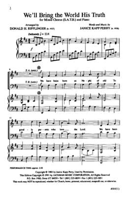 Well Bring The World His Truth Satb | Sheet Music | Jackman Music