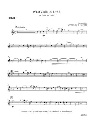 What Child Is This Violin Solo | Sheet Music | Jackman Music