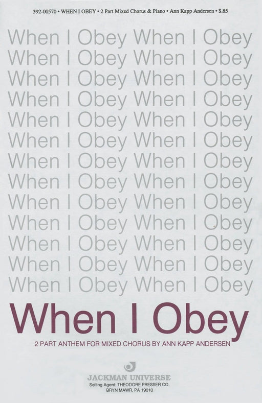 When I Obey - SB | Sheet Music | Jackman Music