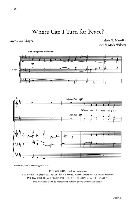 Where Can I Turn For Peace Satb Wilberg | Sheet Music | Jackman Music