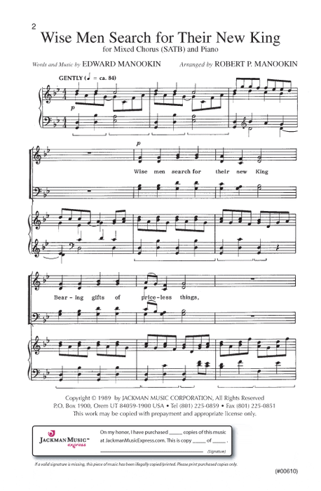 Wise Men Search For Their New King Satb | Sheet Music | Jackman Music