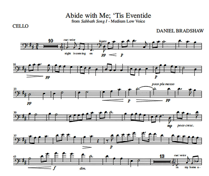 Abide with Me; 'Tis Eventide - Cello Obbligato | Sheet Music | Jackman Music