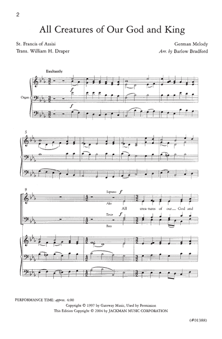 All Creatures Of Our God And King Satb Bradford | Sheet Music | Jackman Music