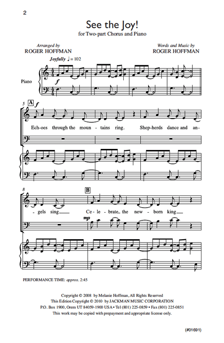 See the Joy! - Two-part Sheet Music | Jackman Music See the Joy! - Two-part Sheet Music | Jackman Music